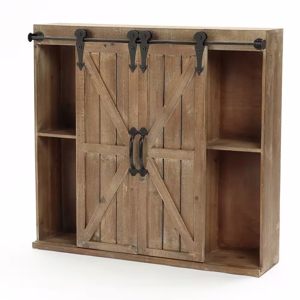 LuxenHome Wood Farmhouse Storage Wall Cabinet