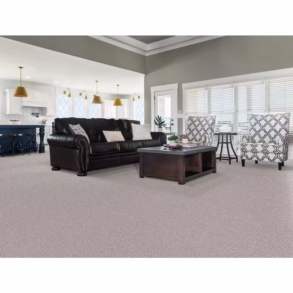 Home Decorators Collection Tower Road - Cool Mist - Beige 32.7 oz. SD Polyester Loop Installed Carpet