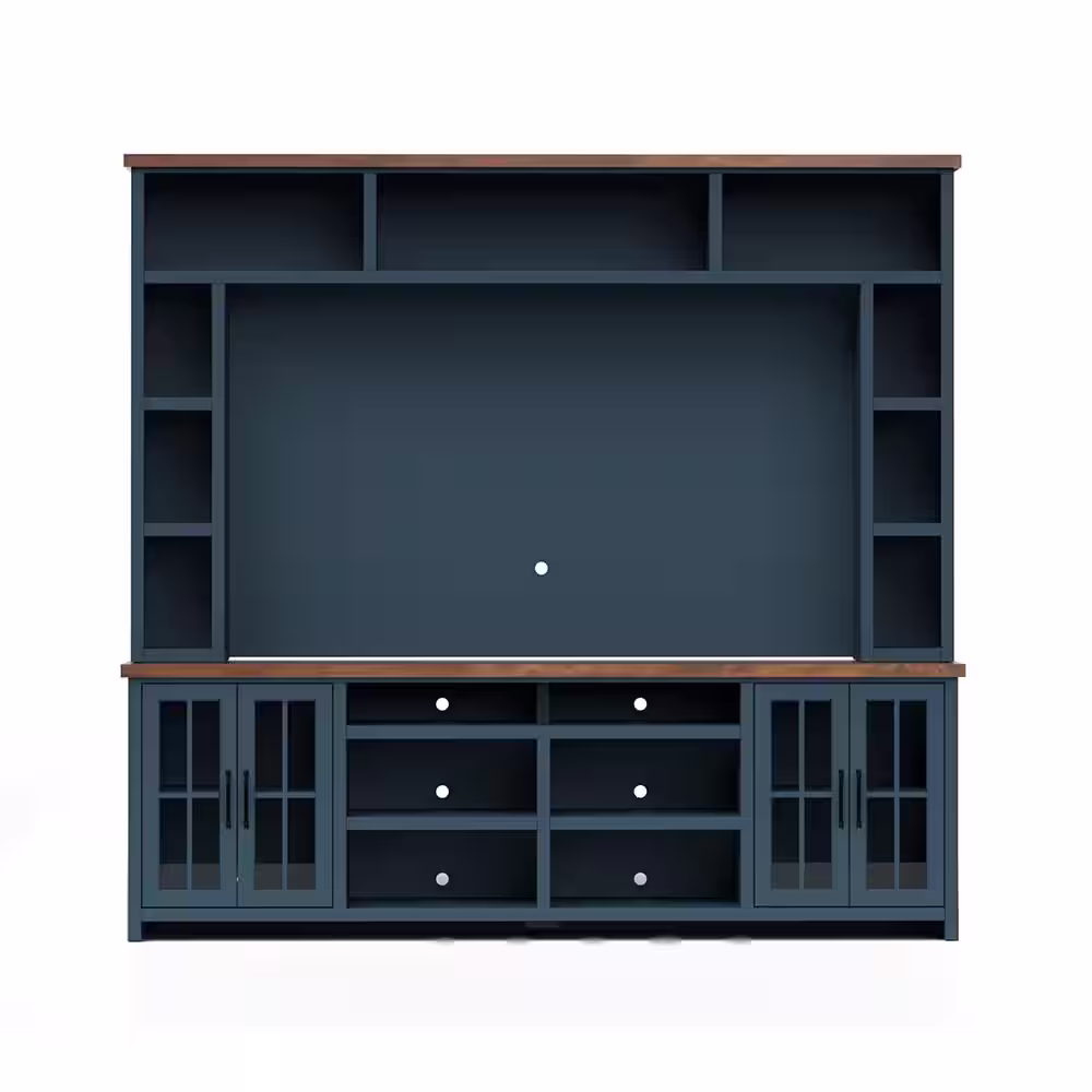 Bridgevine Home Nantucket Denim & Whiskey TV Stand Fits TV's up to 85 inches