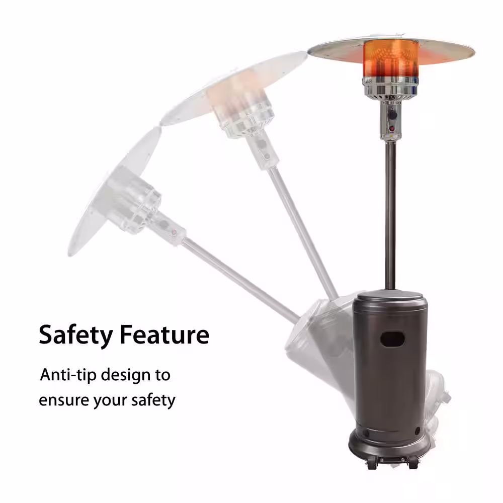 None 41000 BTU Bronze Outdoor Patio Heater Floorstanding Propane Heater With Wheels