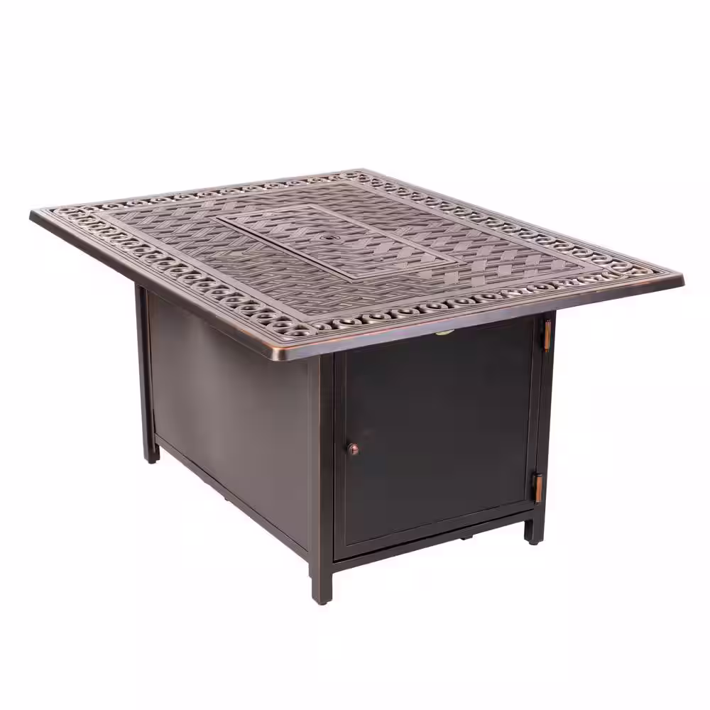 Fire Sense Meerin 48 in. x 24 in. Rectangle Aluminum LPG Fire Pit Table in Antique Bronze