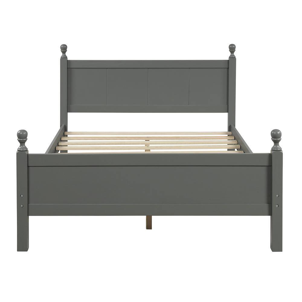 Harper & Bright Designs Gray Twin Over Full Loft Bed with Cabinet