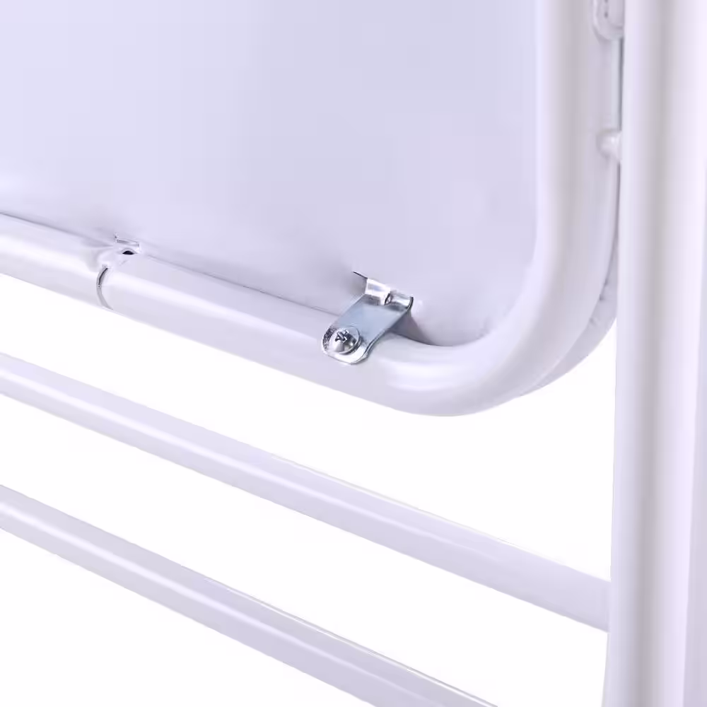 None White Plastic Stackable Folding Chairs with Padded Cushion Seat(Set of 6)