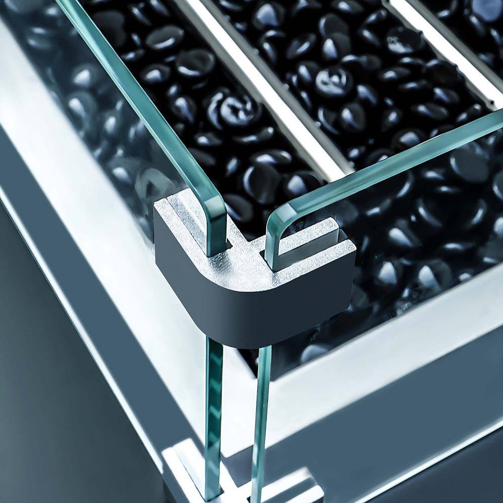 Sireck Gray Rectangle Tempered Glass Aluminum 304 Stainless Steel Fire Pit Table