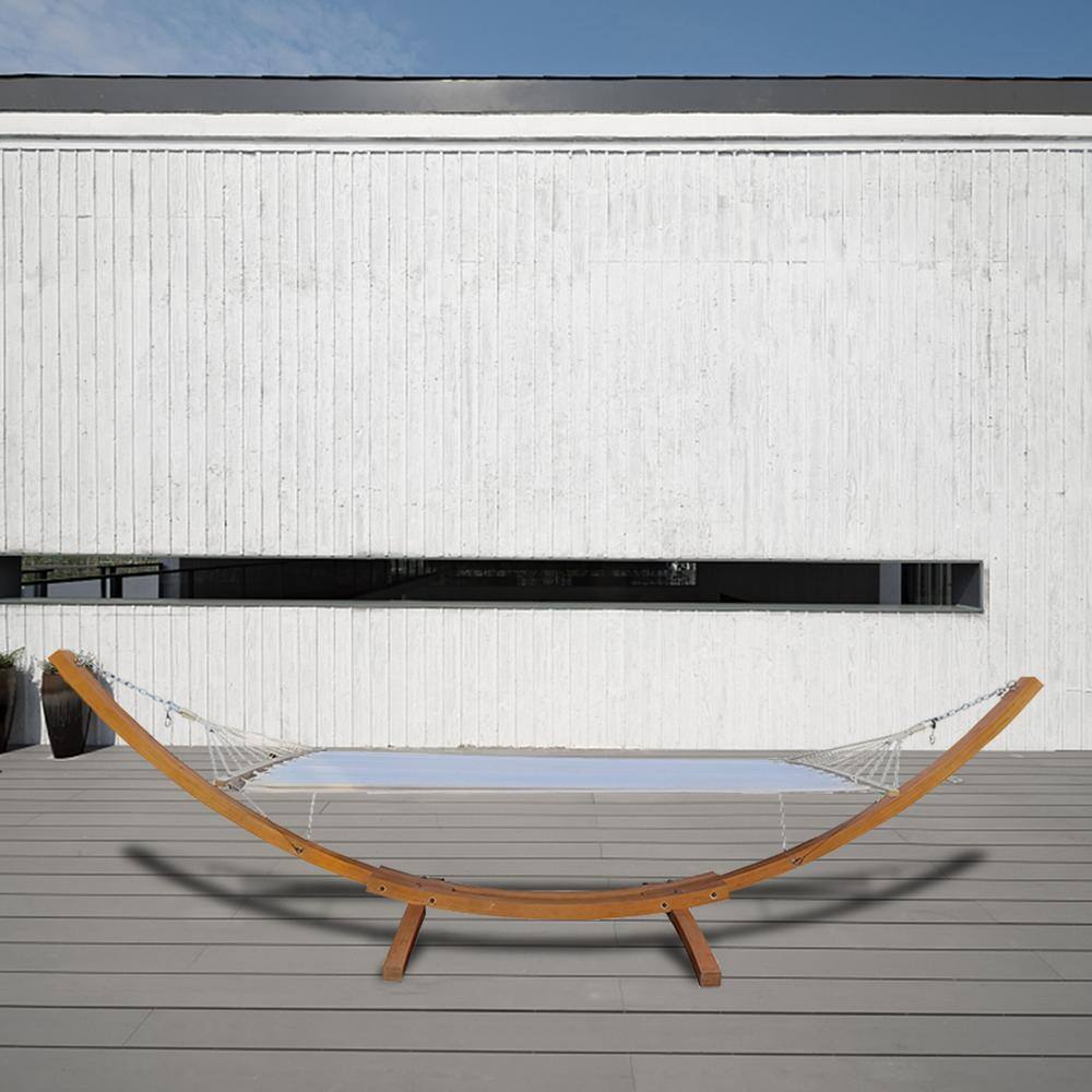 Tunearary Outdoor Indoor White Single Standalone Hammock with Stand