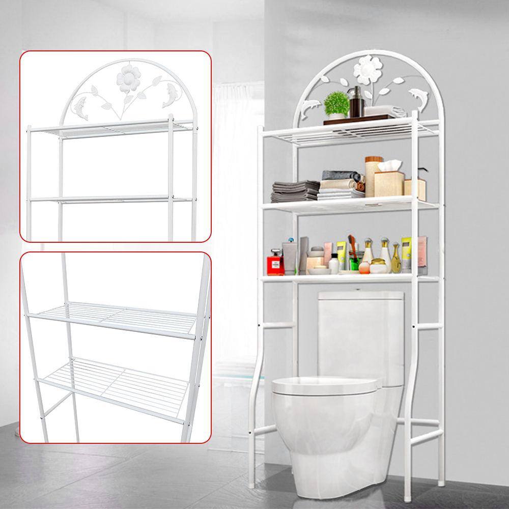 None White Freestanding 3-Tier Painted Iron Pipe Shelving Unit (24.4 in. W x 70.9 in. H x 12.6 in. D)