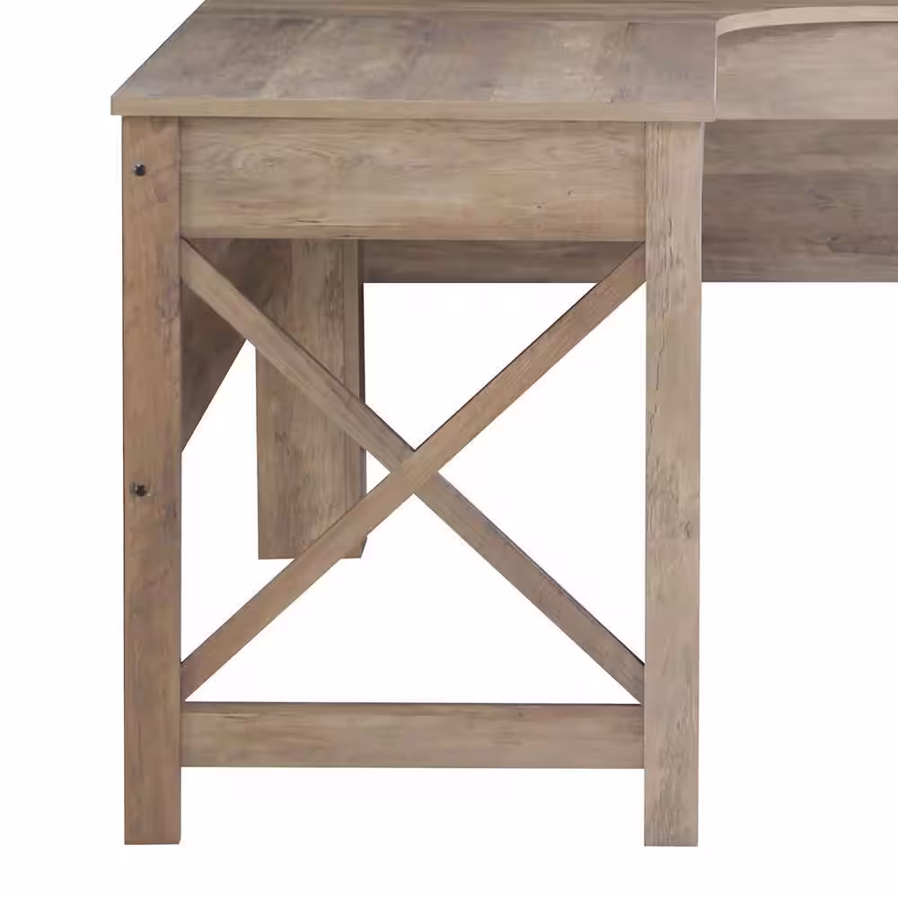 None Alaska 62.3 in. L-Shaped Rustic Oak Wood 1-Drawer Writing Desk