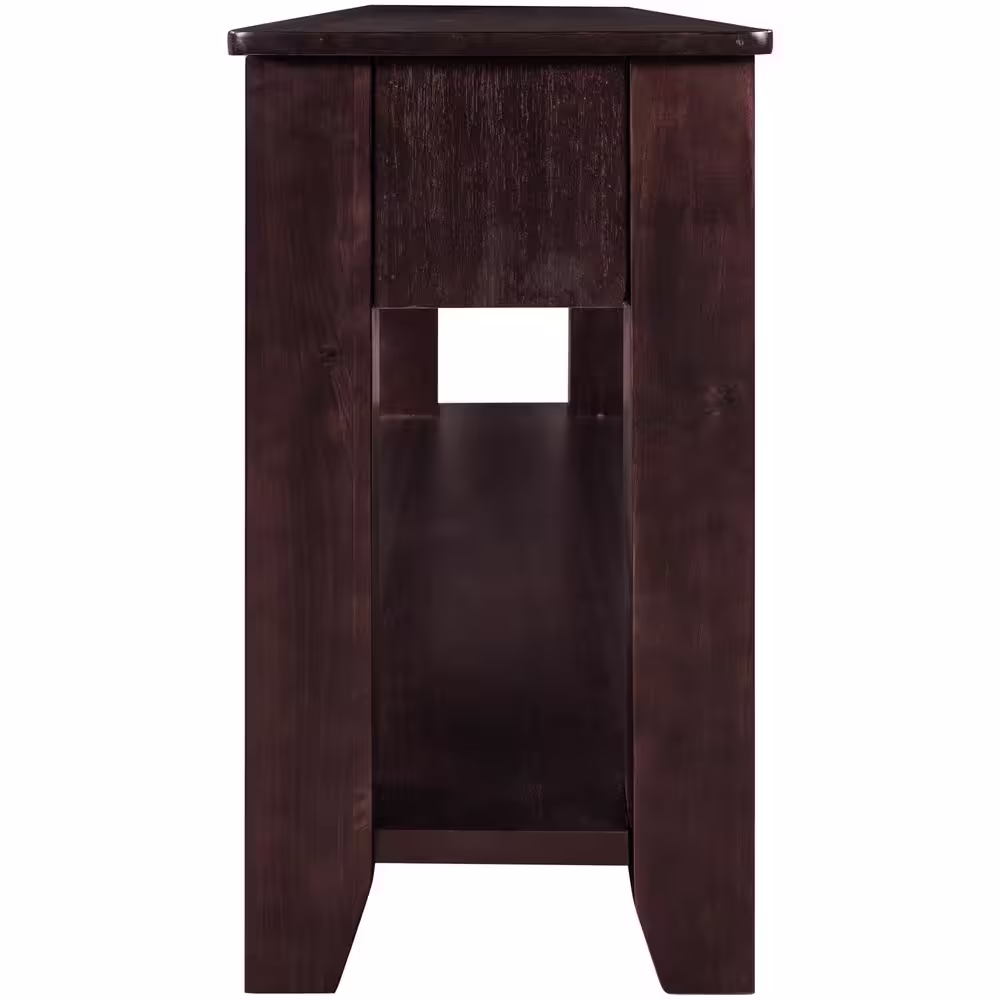 Harper & Bright Designs 55.1 in. Espresso Rectangle Wood Console Table with 3 Drawers and Bottom Shelf