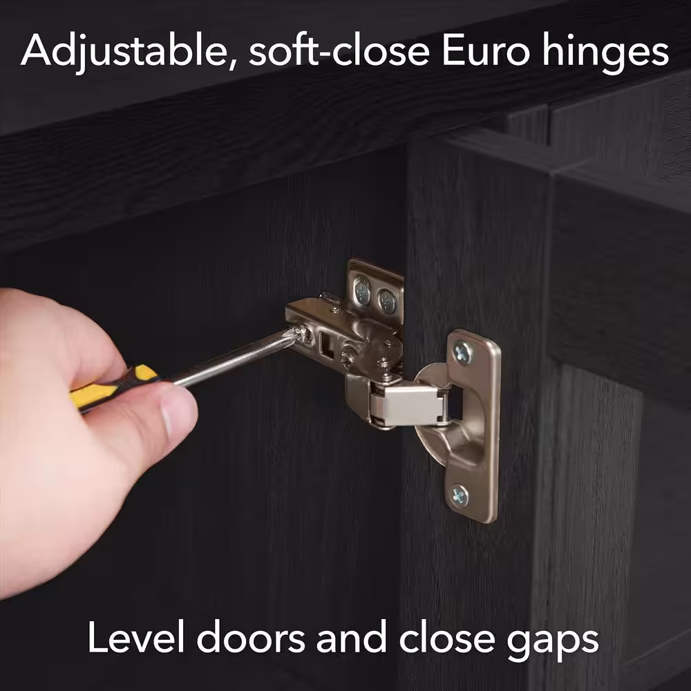 None Presque 68 in. Black Grain Rectangular TV Stand Fits TV's up to 75 in.