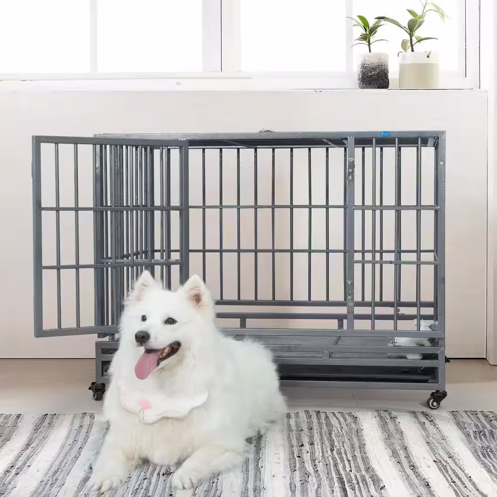 COZIWOW Heavy Duty Dog Crate Cage Pet Kennel With Tray and Locks Design