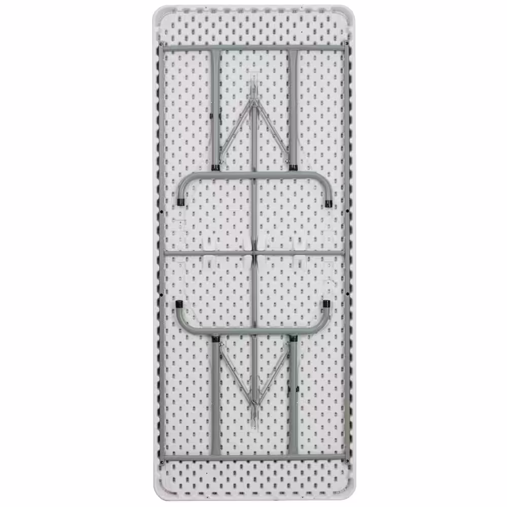 Carnegy Avenue 72 in. Granite White Plastic Tabletop Metal Frame Folding Table