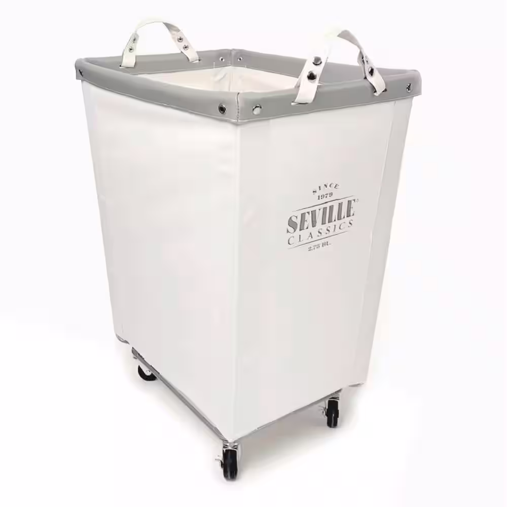 Seville Classics Natural White Commercial Grade Heavy-Duty Extra Large Canvas Laundry Hamper with Wheels