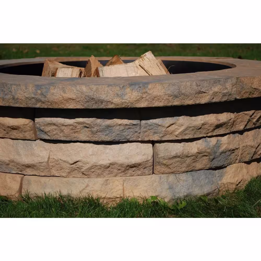 Nantucket Pavers Ledgestone 47 in. x 14 in. Round Concrete Wood Fuel Fire Pit Ring Kit Tan Variegated