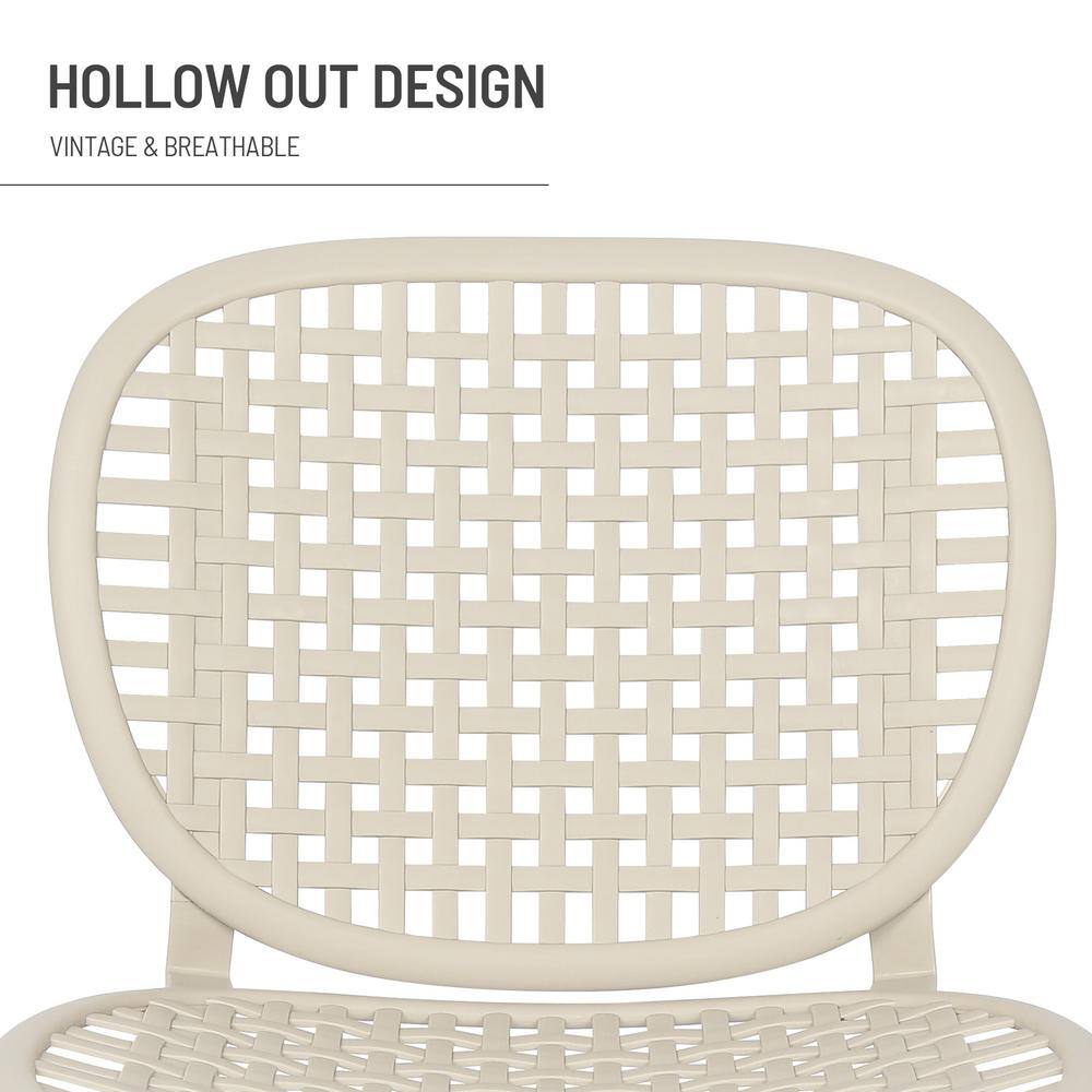 None White 3-Pieces Hollow Design Plastic Patio Conversation Bistro Set with Open Shelf and Lounge Chairs with Widened Seat