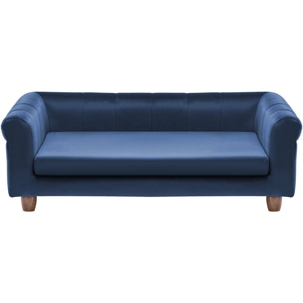 Critter Sitters 42 in. Large Navy Elegant Faux-Velvet Rectangle Pet Bed