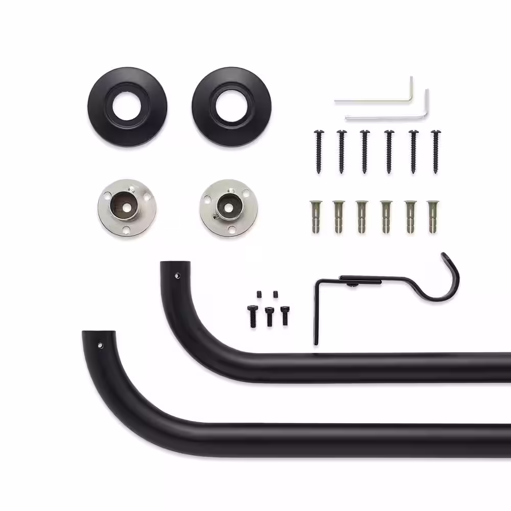 Eclipse Barnes 28 in. - 48 in. Adjustable Blackout Wrap Curtain Rod 1 in. in Matte Black