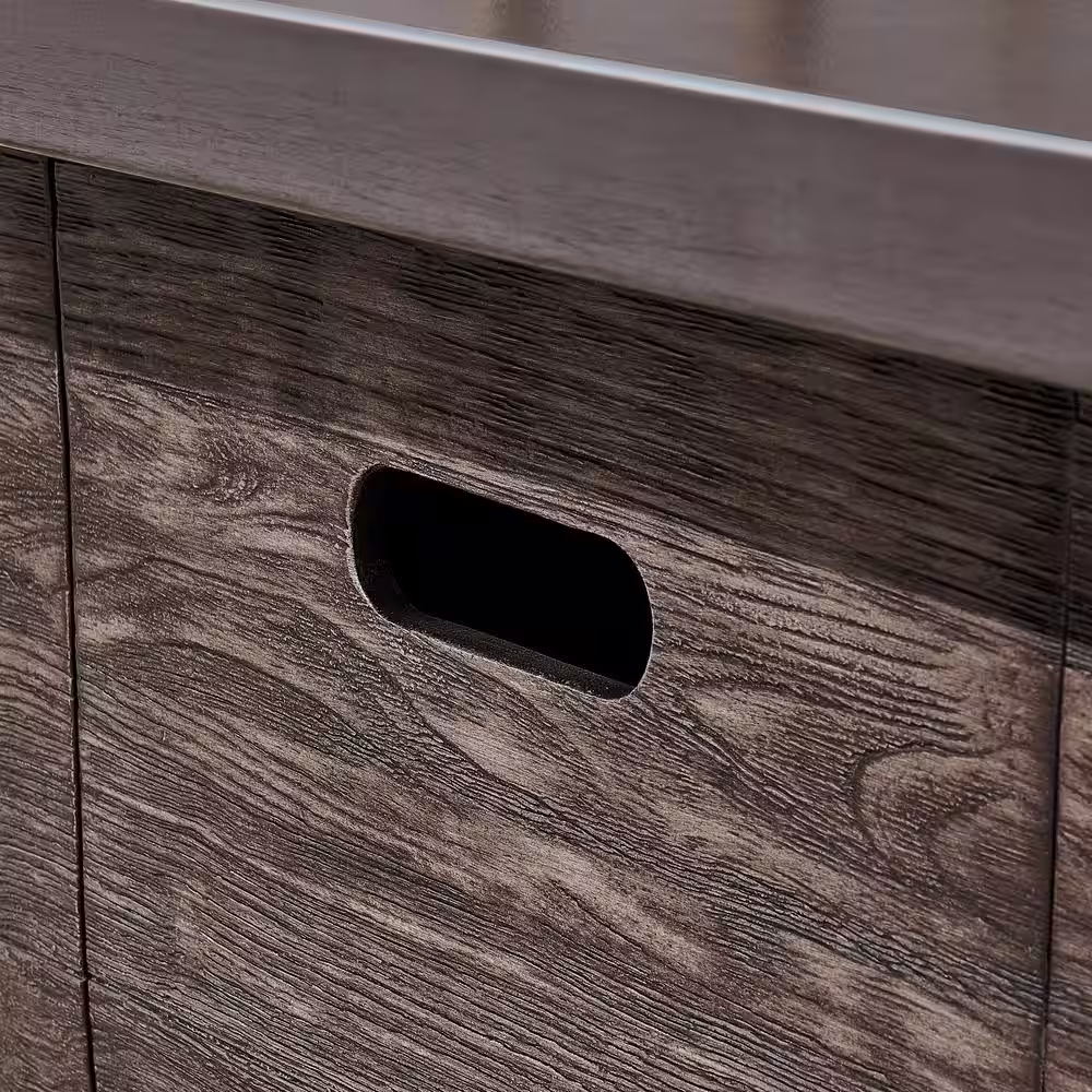 Hampton Bay Peyton 35 in. W x 24 in. H Square MGO Liquid Propane Fire Pit in Distressed Brown