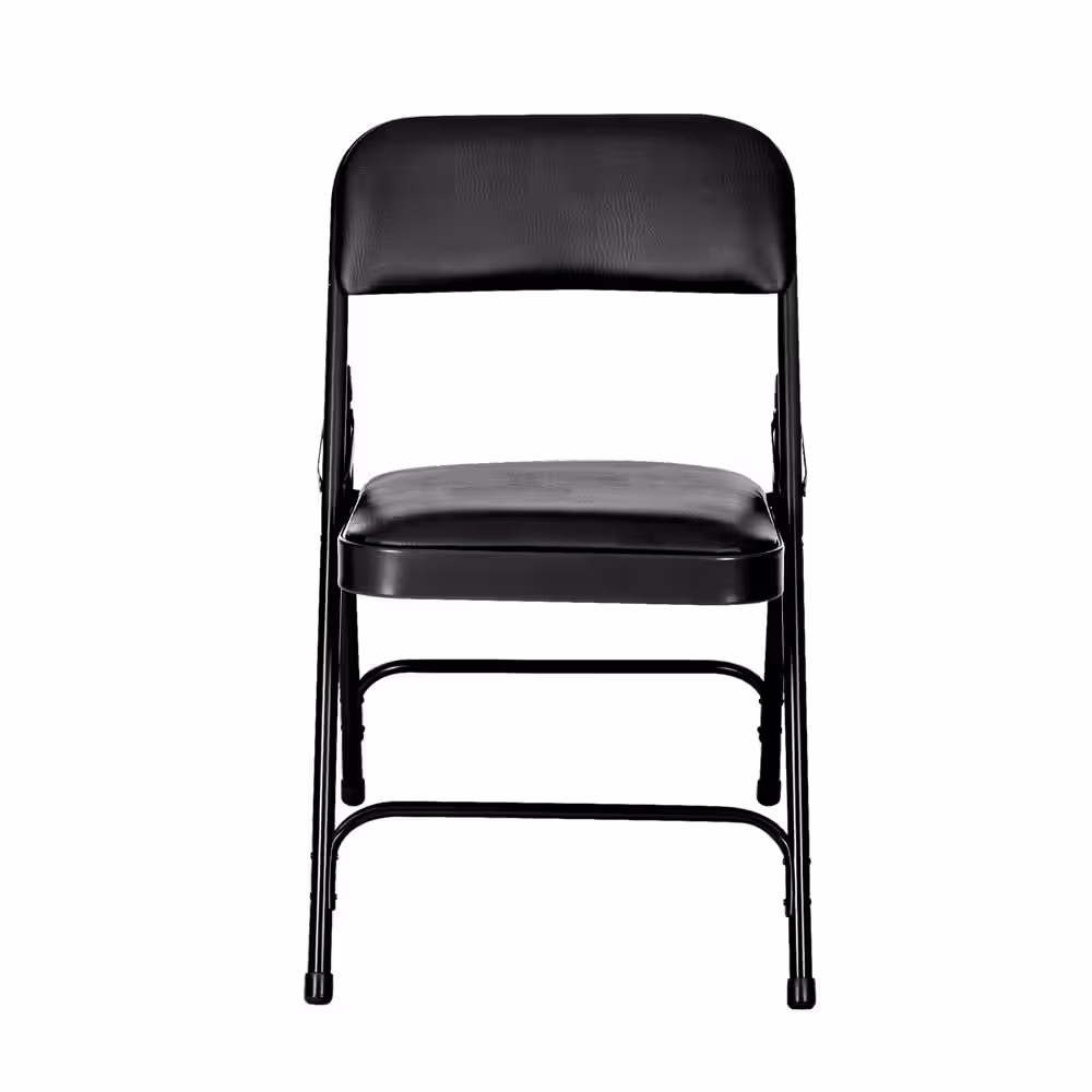 None Bernadine Dining Folding Chair with Vinyl Seat, Black, Pack of 4
