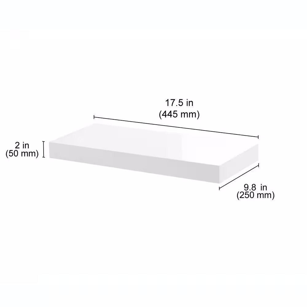 None BIG BOY 17.5 in. x 9.8 in. x 2 in. White High Gloss MDF Floating Decorative Wall Shelf with Brackets