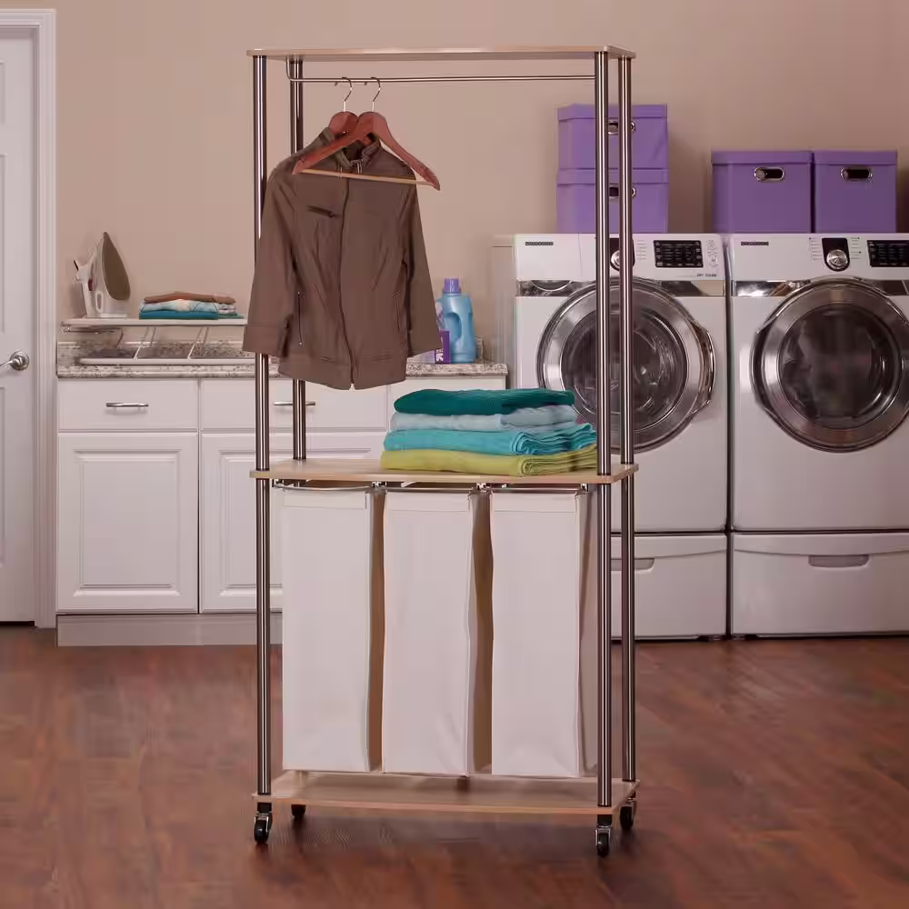 HOUSEHOLD ESSENTIALS Laundry Center Sorter with Hanging Rod