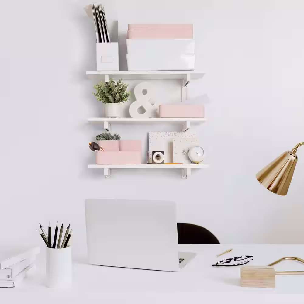 None Delta 3-Tier Adjustable Premium Decorative Wall Shelf Kit with Shelves White