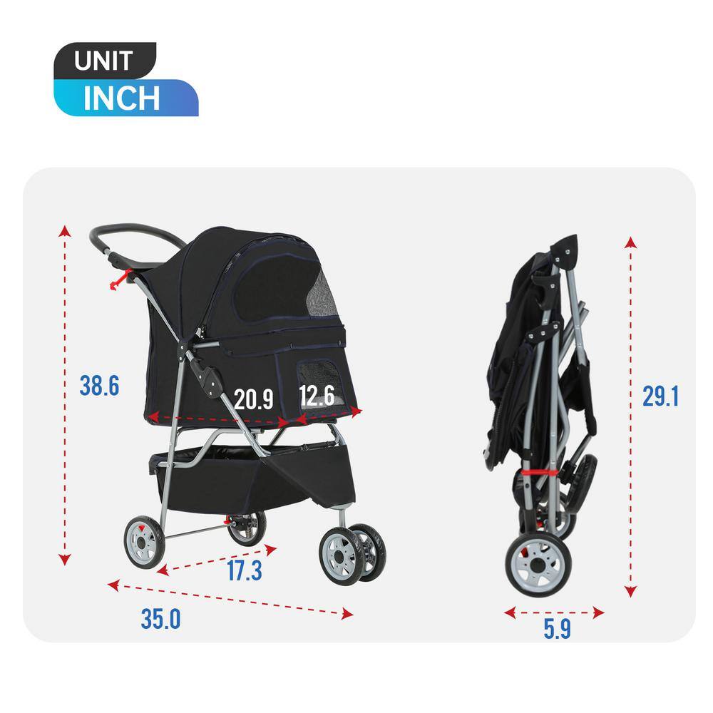 Furniture of America Frankie Pet Stroller Folding With Cup Holder