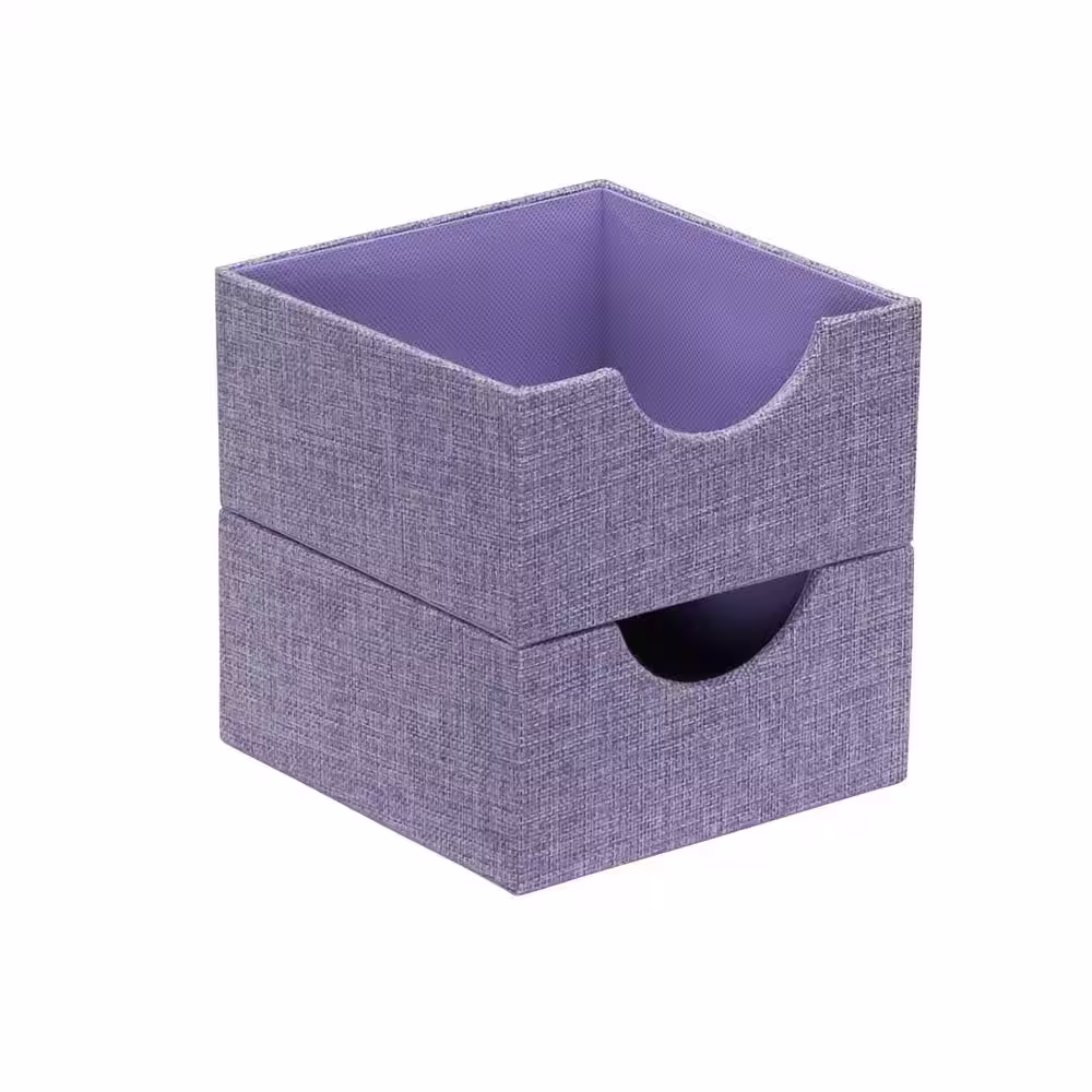 HOUSEHOLD ESSENTIALS 2PC Iris Heather 6 in. Linen Square Hard-Sided Trays
