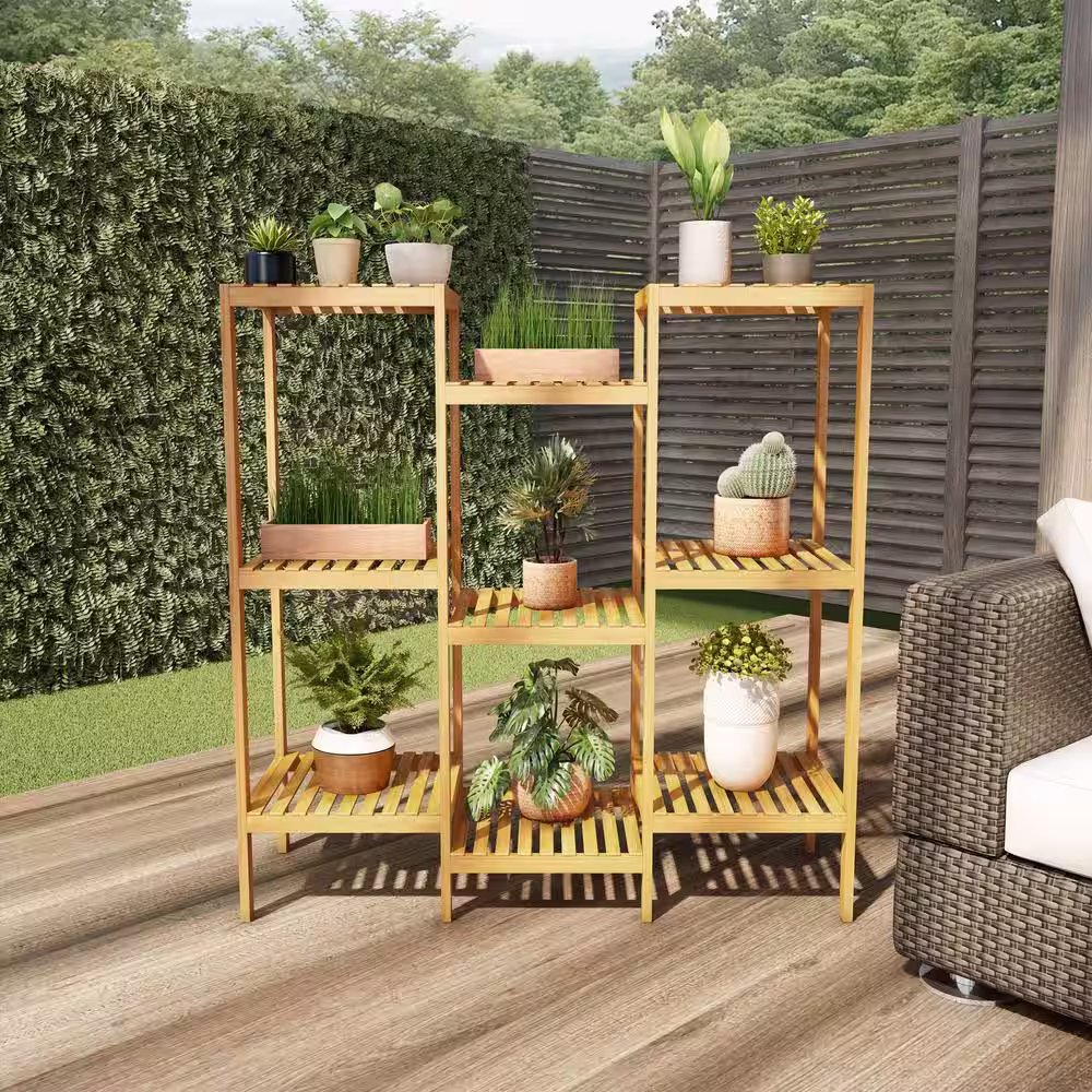 Pure Garden 3-Tier Bamboo Shelving Unit (13 in. W x 40 in. H x 38 in. D)