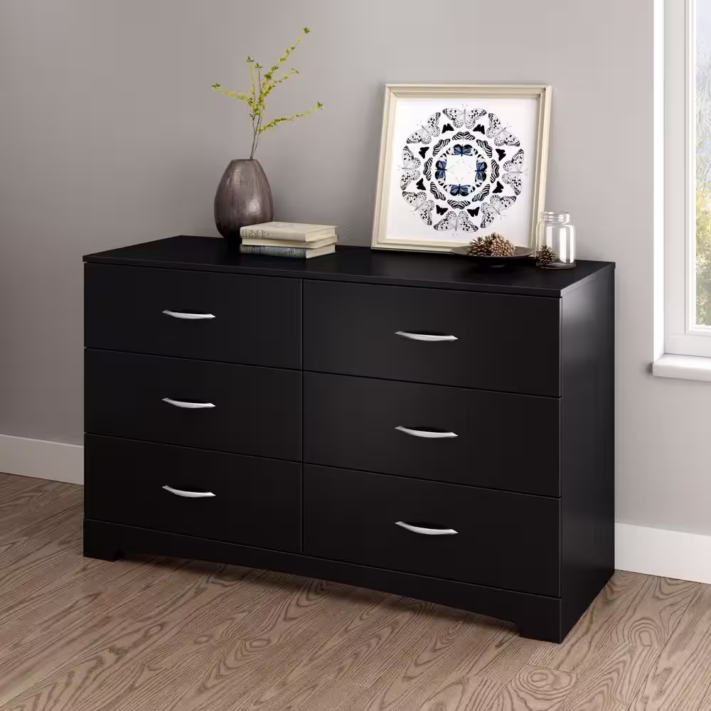 South Shore Step One 6-Drawer Pure Black Dresser