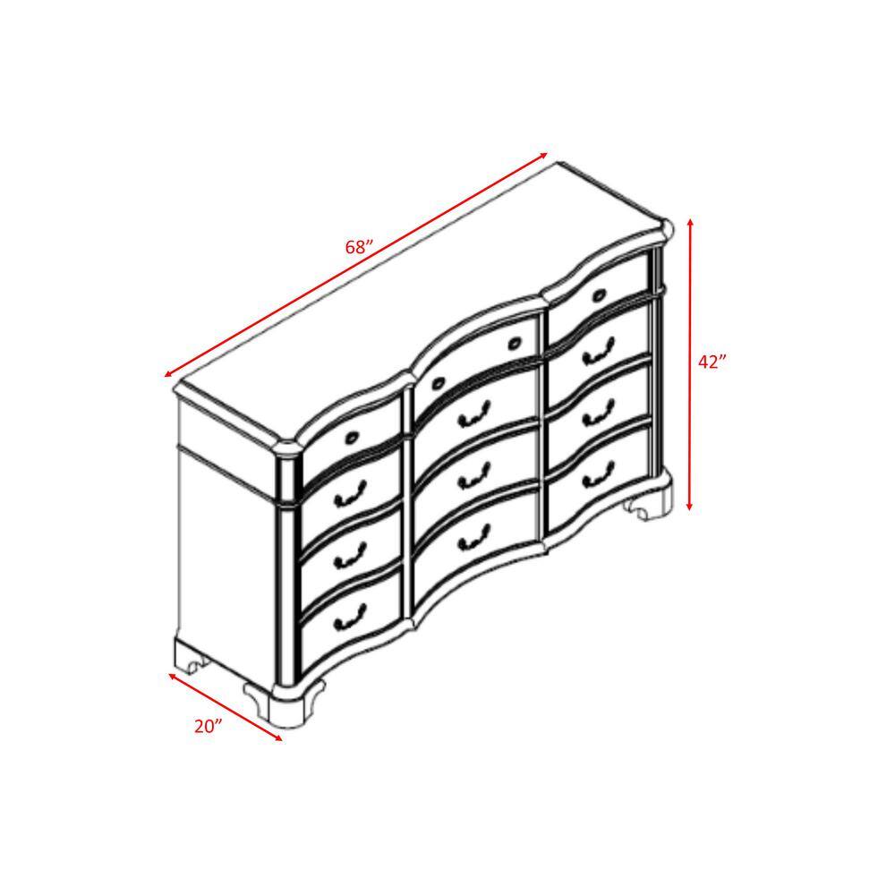None Tomlyn 12-Drawer Dark Cherry Dresser