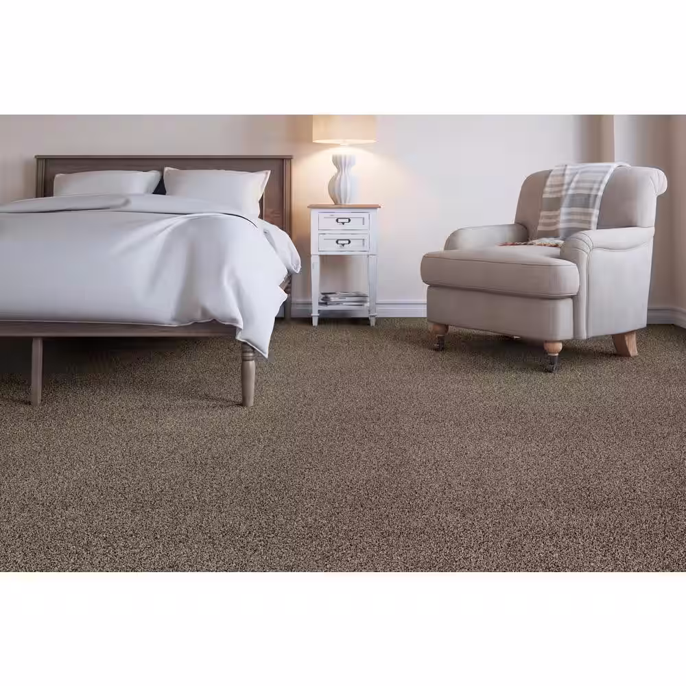 Home Decorators Collection Trendy Threads I - Elegant - Gray 40 oz. SD Polyester Texture Installed Carpet