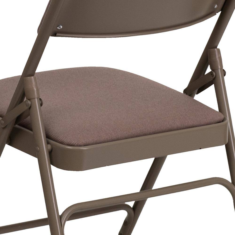 Flash Furniture Hercules Series Curved Triple Braced & Double Hinged Beige Fabric Upholstered Metal Folding Chair