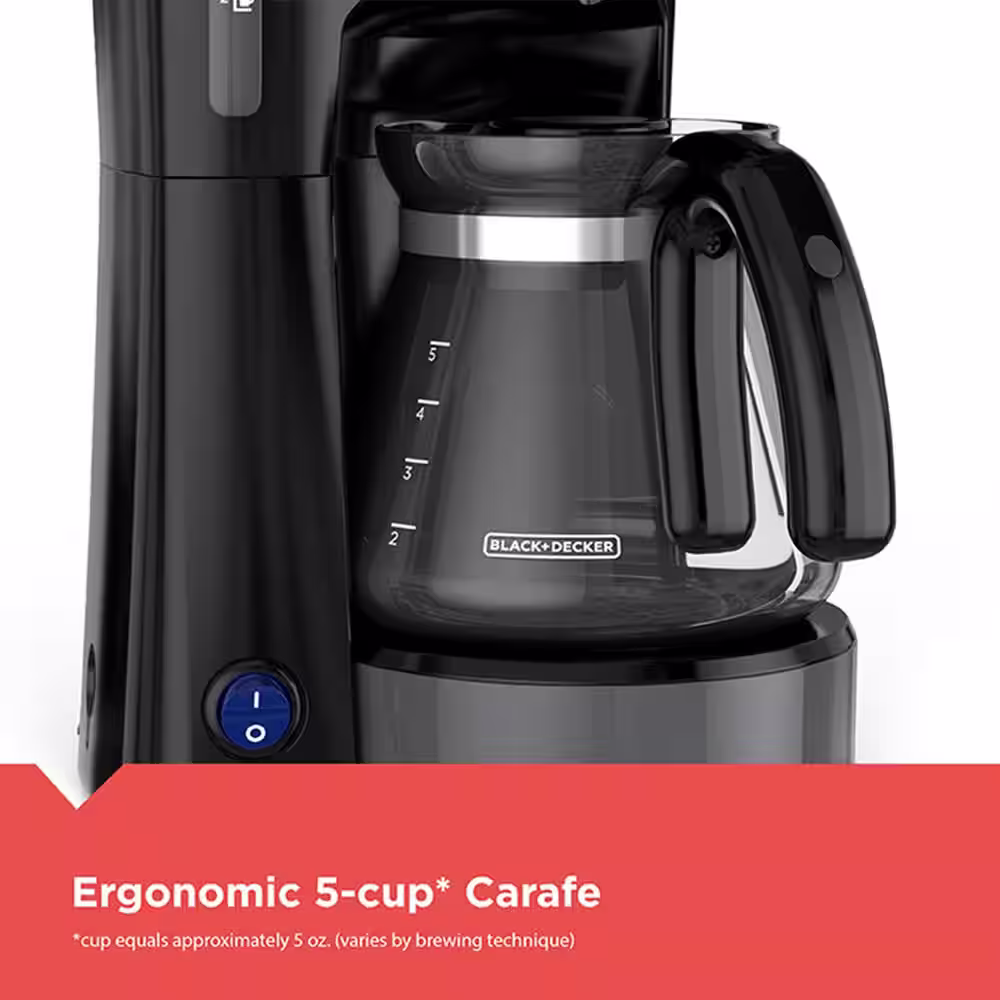 BLACK+DECKER 4-in-1 Coffee Station 5-Cup Stainless Steel Black Coffee Maker