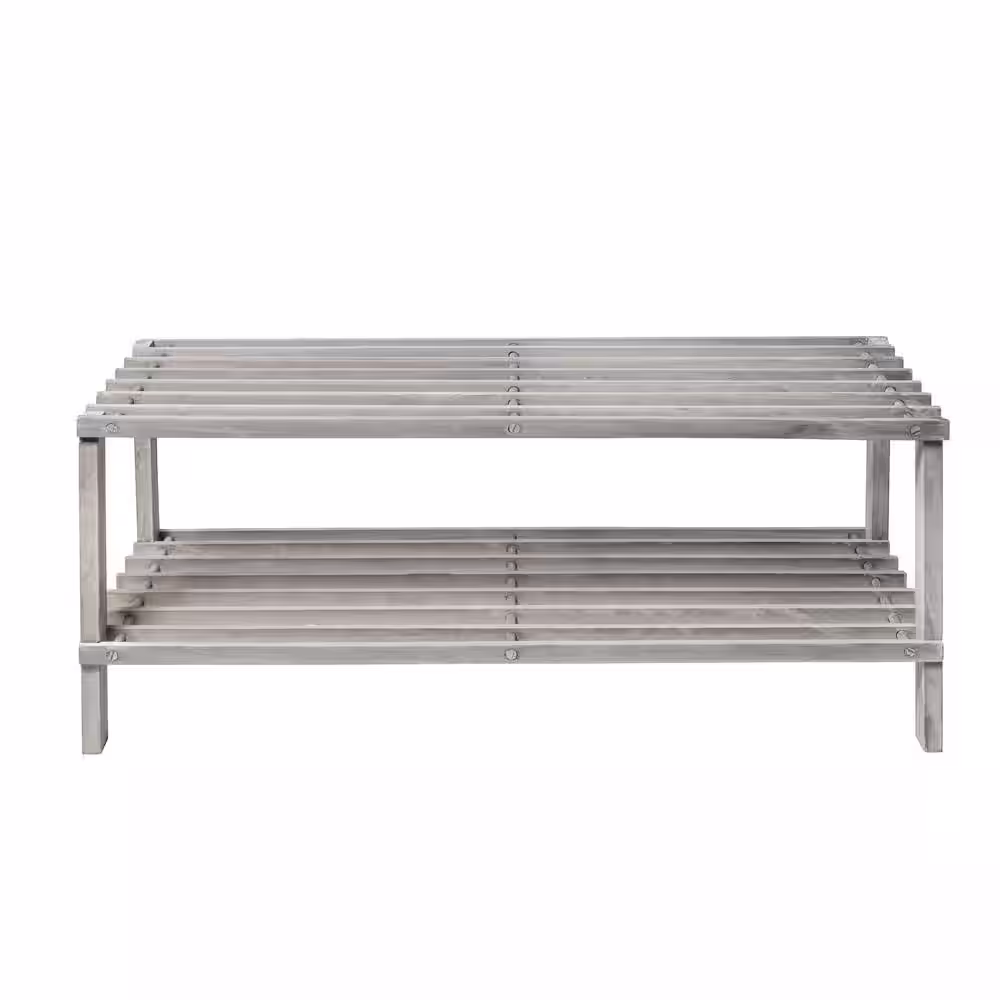 Honey-Can-Do 11.61 H 8-Pair Gray Pine Shoe Rack