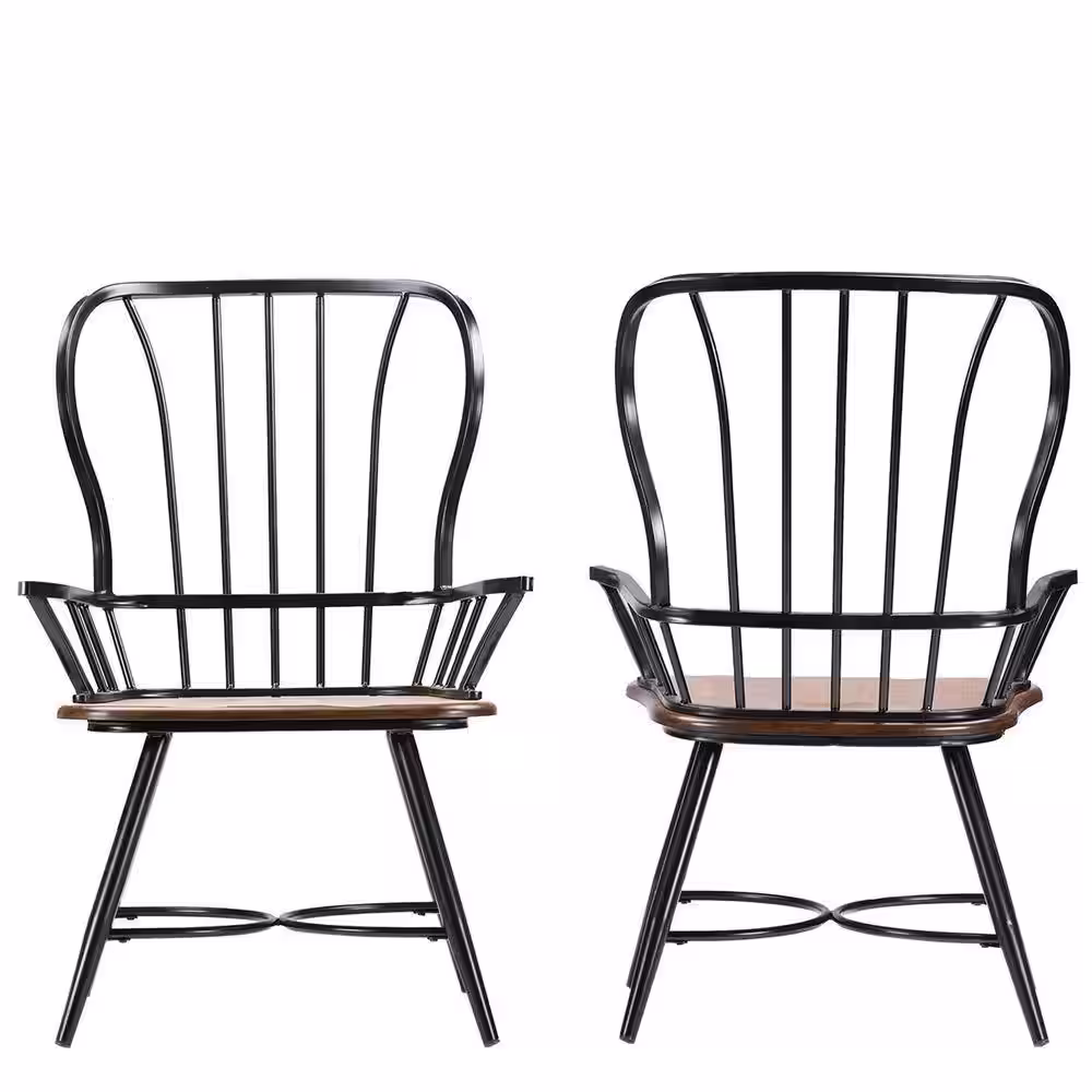 Baxton Studio Elfrida Black Metal Dining Armchairs (Set of 2)