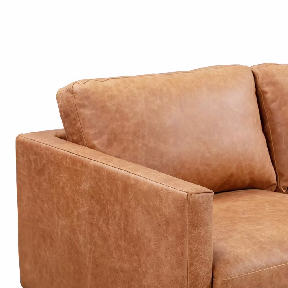 Poly and Bark Nolita 85 in. Cognac Tan Leather 3 Seats Sofa