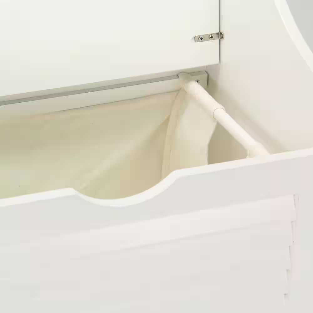 HOUSEHOLD ESSENTIALS White Cabinet Hamper Seat, single load