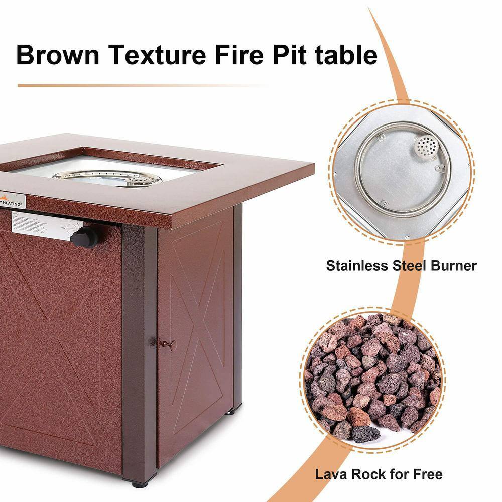 None 28 in. 50000 BTU Outdoor Metal Propane Gas Fire Pits Table