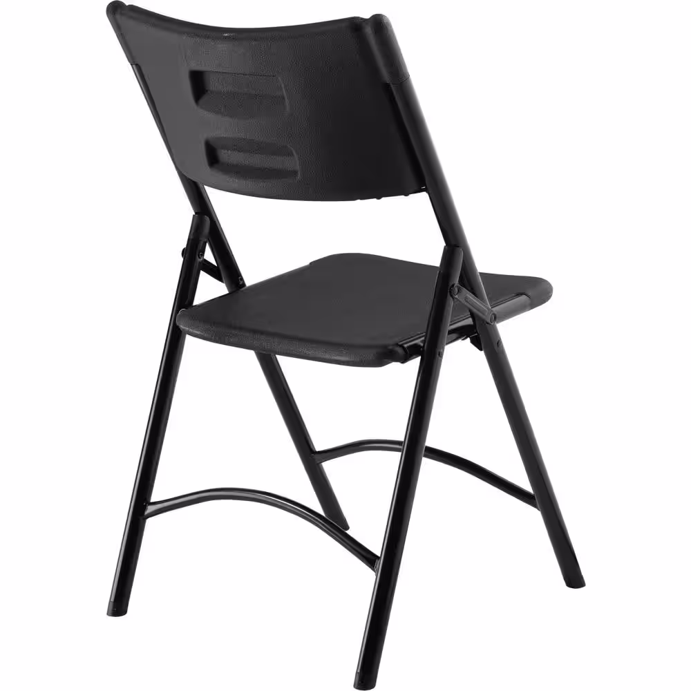 National Public Seating 600 Heavy-Duty Black Plastic Metal Frame Folding Chair (4-Pack)