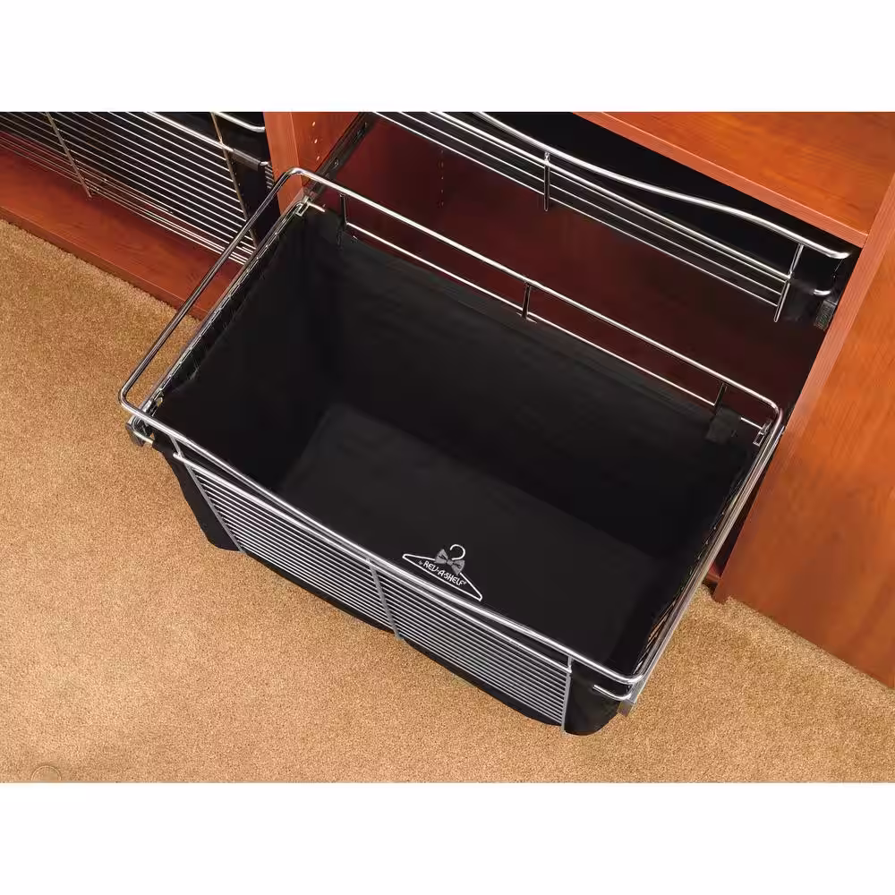 Rev-A-Shelf 7 in. H x 30 in. W Black Steel 1-Drawer Wide Mesh Wire Basket