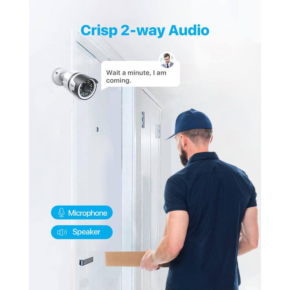 ZOSI 4K 16-Channel POE 4TB NVR Security Camera System with 8-Wired 5MP Outdoor Spotlight Cameras, 2-Way Audio