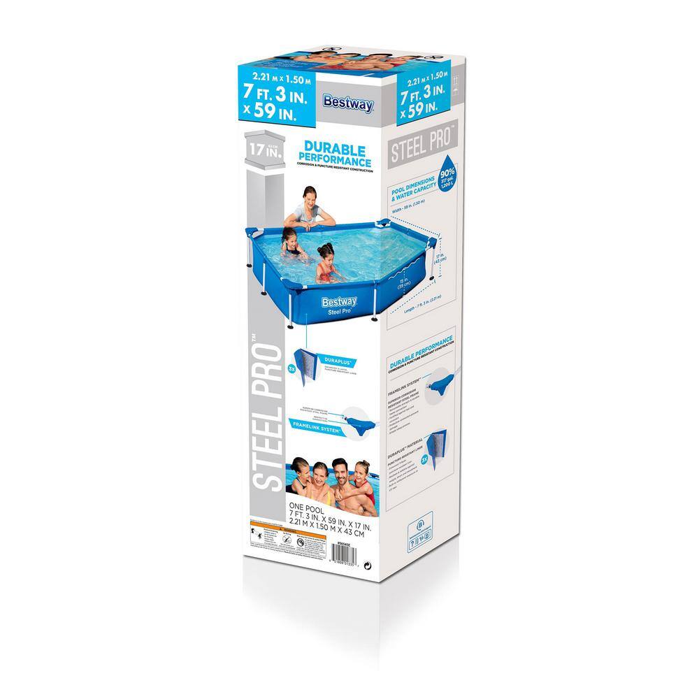 Bestway Pro 87 in. x 59 in. Rectangular 17 in. Deep Metal Frame Above Ground Pool