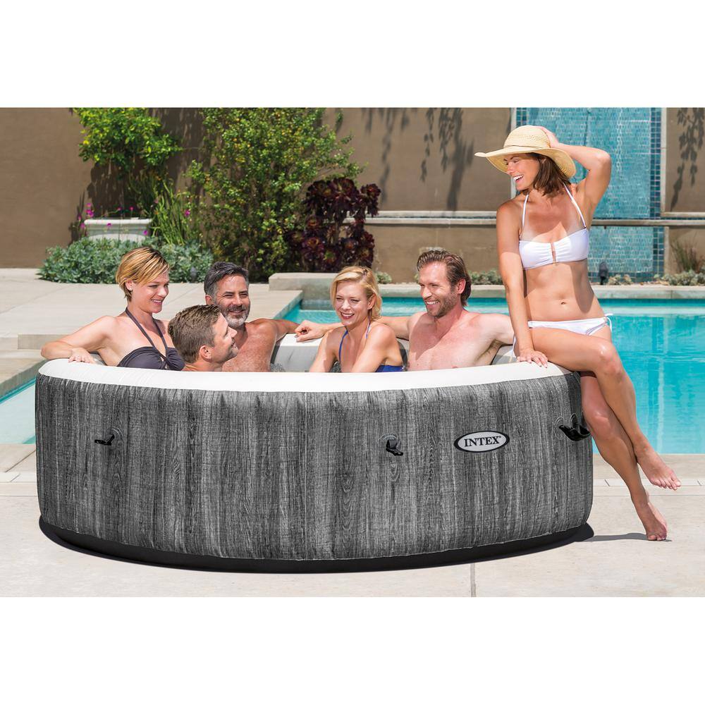 Intex PureSpa Plus Greywood Inflatable 6-Person Hot Tub Spa and Cushioned Foam Headrest (4 Pack)