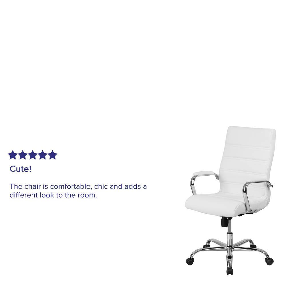 Flash Furniture Faux Leather Swivel Ergonomic Office Chair in White