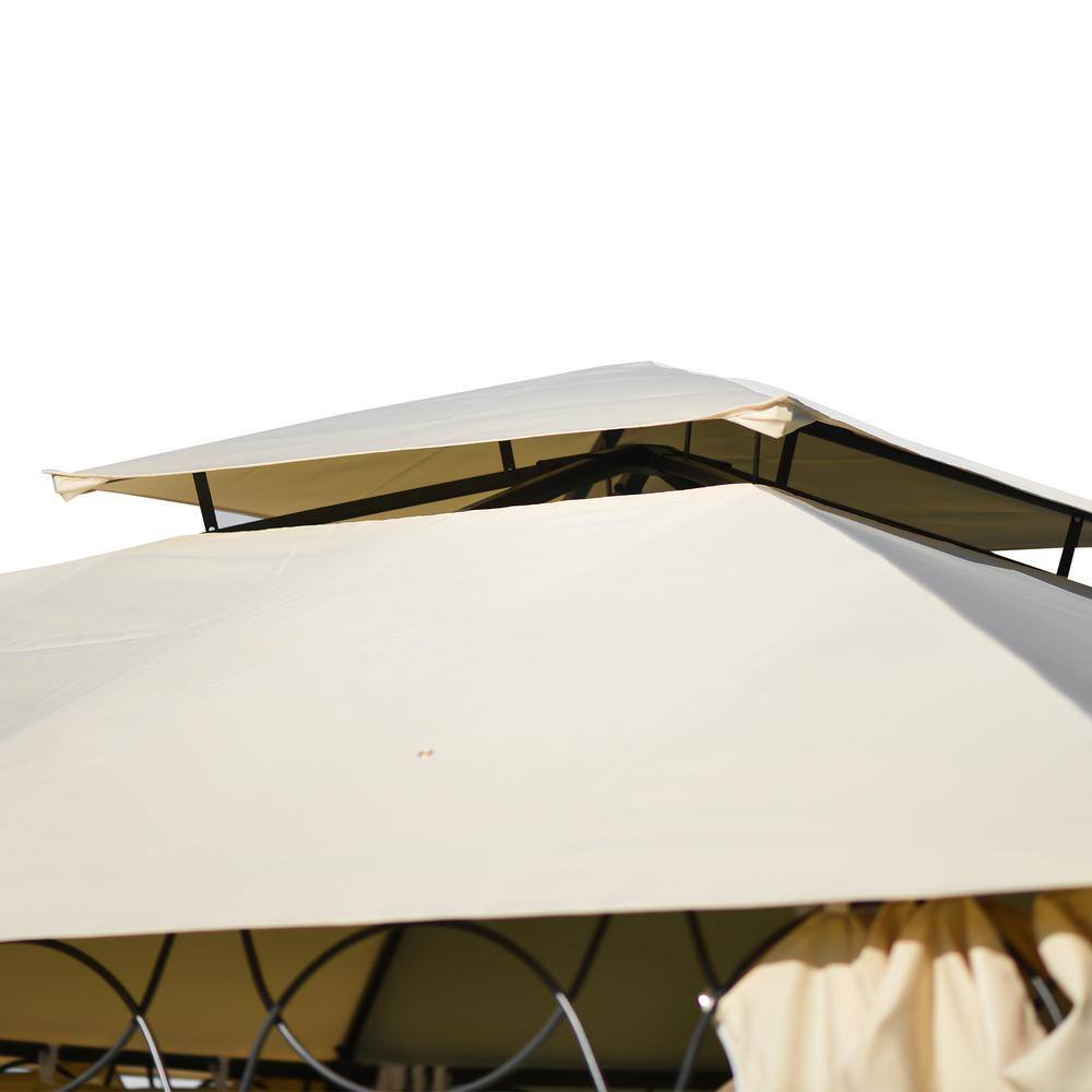Nestfair Beige 11 ft. x 12 ft. Double Tiered Gazebo Canopy with UV Protection