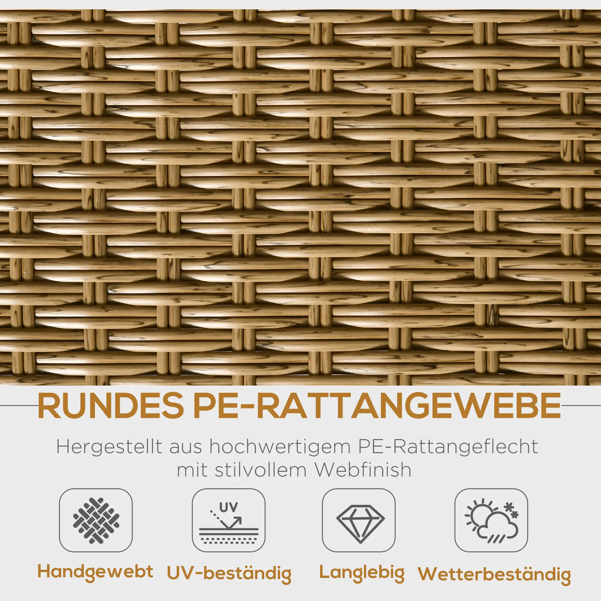 Outsunny Polyrattan Gartenmöbelset 5-tlg. Outdoor Sofa mit 2 Tischen Aluminium