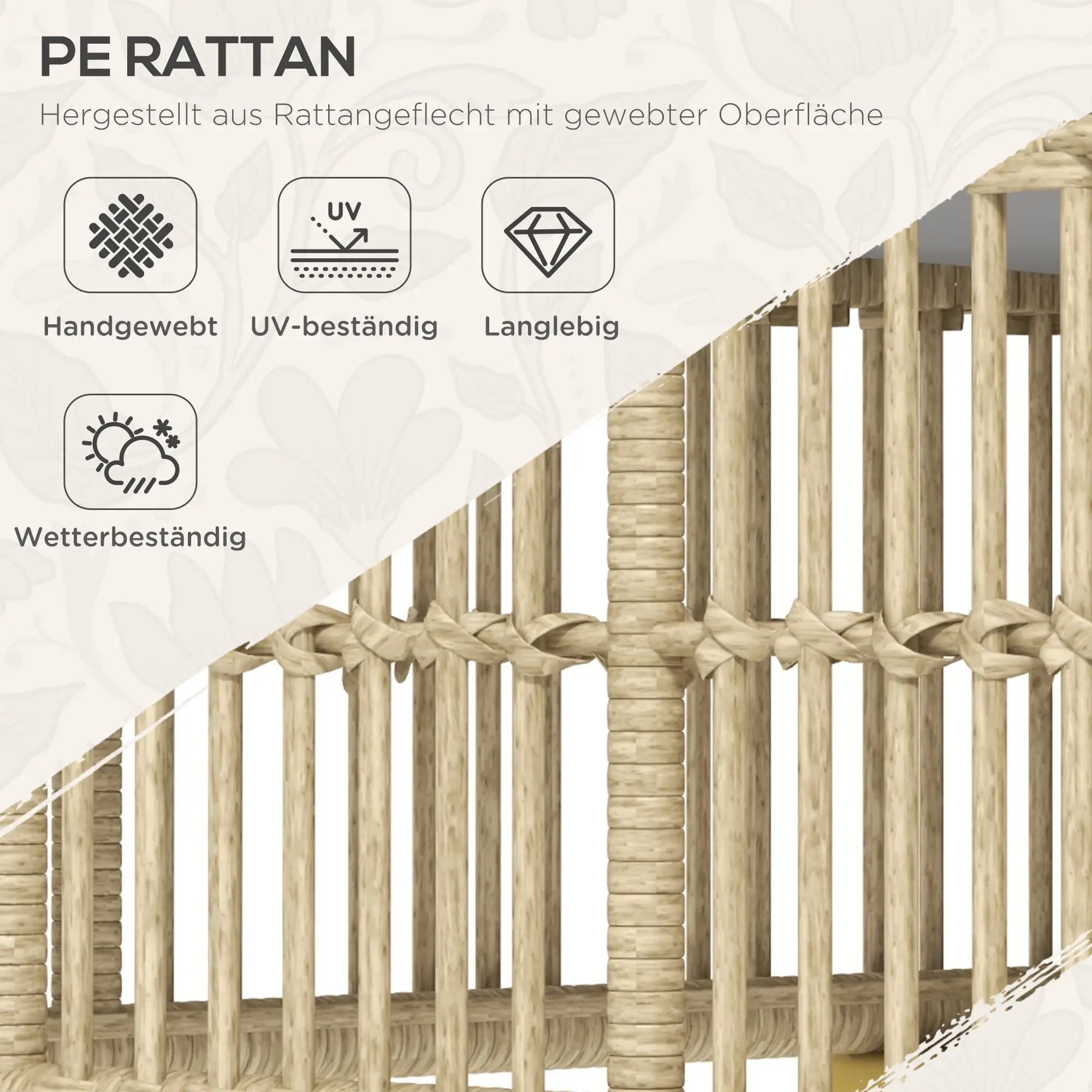 Outsunny Rattan Gartenmöbelset 5-tlg. mit Kissen Outdoor Ecksofa