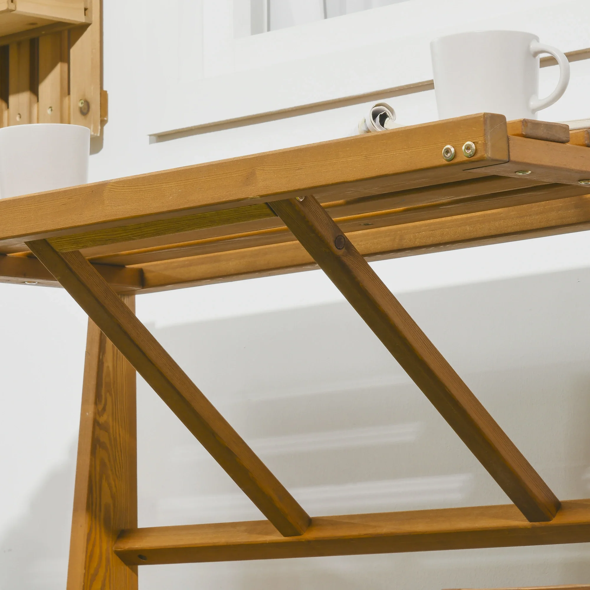 Outsunny Gartenmöbelset 2-in-1 Bank & Tisch Outdoor Lärche