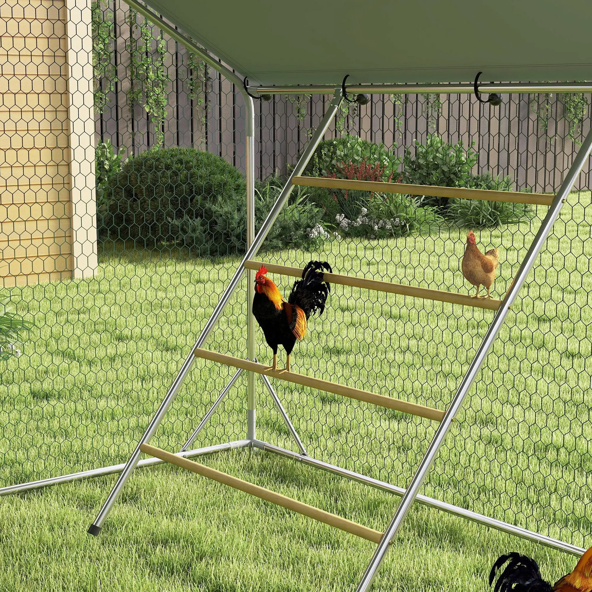 PawHut Hühnerstall Freilaufgehege Outdoor für 24-30 Hühner UV-beständig