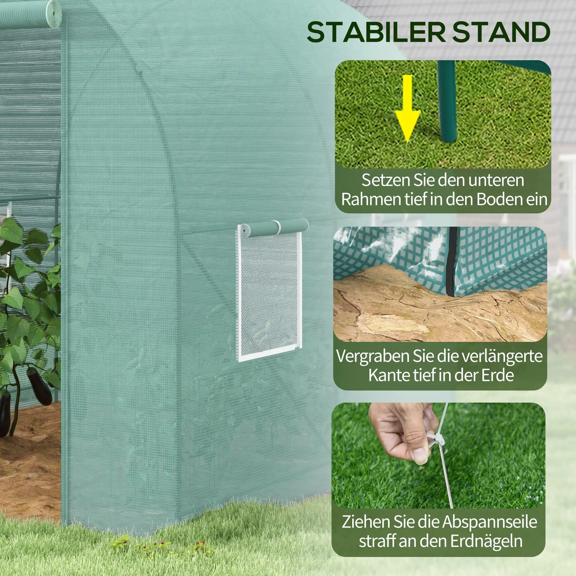 Outsunny Foliengewächshaus Tomatengewächshaus lichtdurchlässig Outdoor